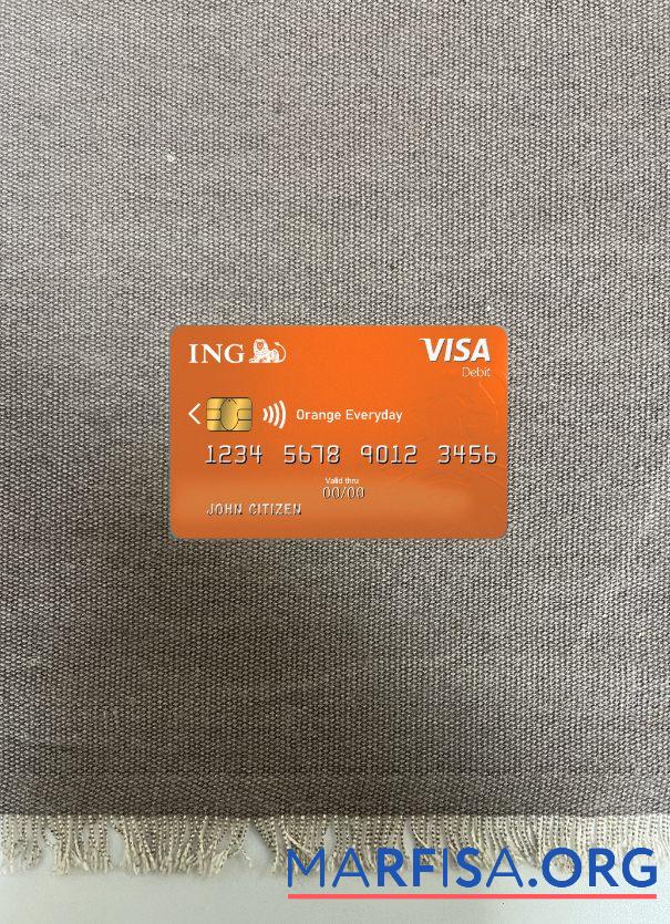 Downloadable Netherlands ING Orange VISA photolook front download for verification